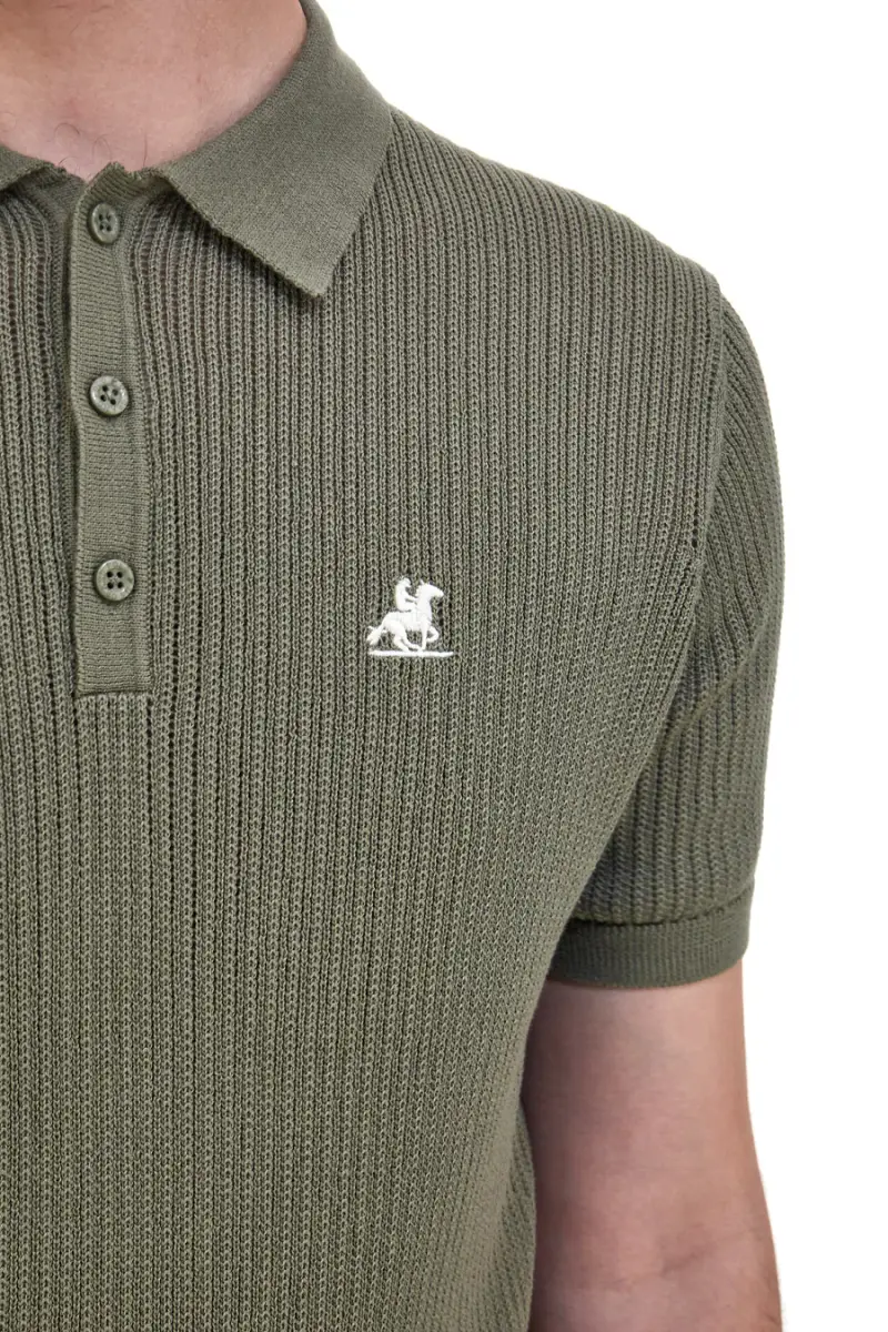 Polo verde in maglia a costine U S Grand Polo US51228M [MILITARY] miniatura 2