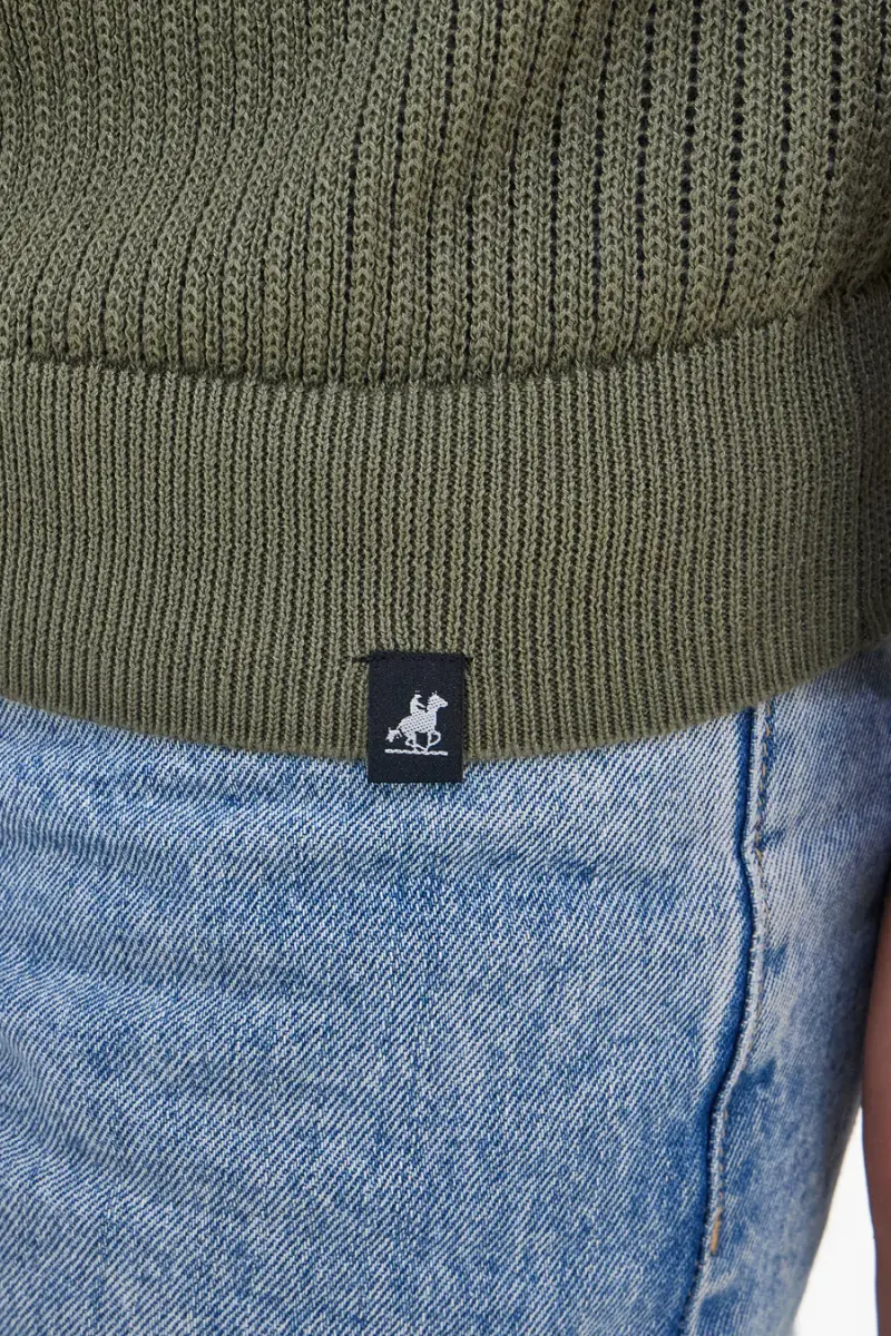 Polo verde in maglia a costine U S Grand Polo US51228M [MILITARY] miniatura 3