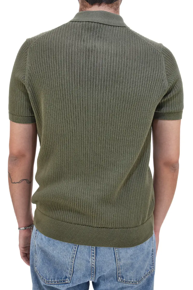 Polo verde in maglia a costine U S Grand Polo US51228M [MILITARY] miniatura 4
