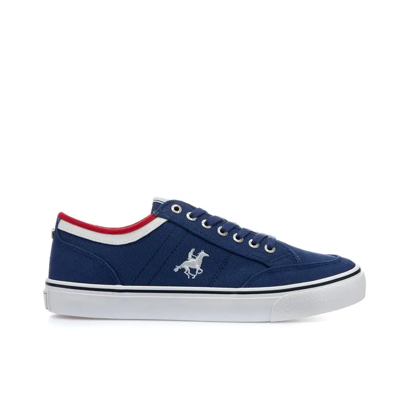 Sneakers blu in tela con logo