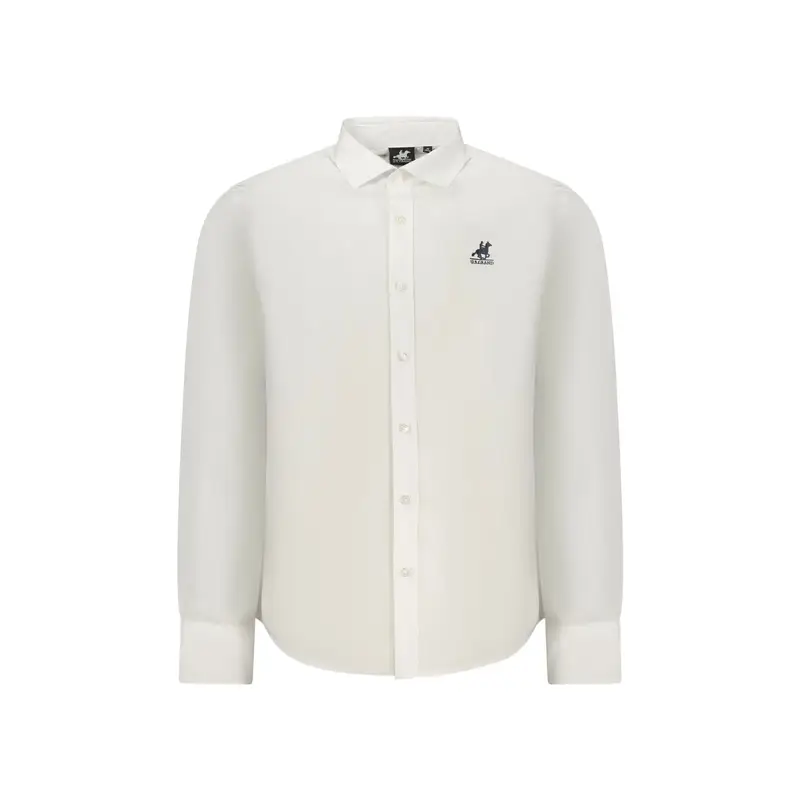U Grand Camicia Maniche Lunghe Uomo Bianca Ricamo Bianco