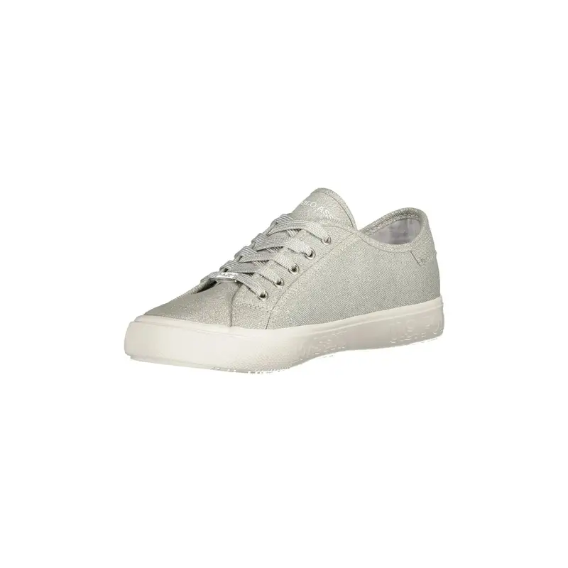 Scarpe Sneakers Donna Argento con Lacci e Logo miniatura 3