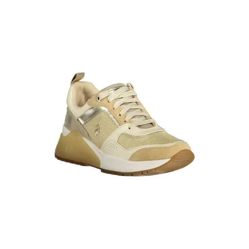 Scarpe Sneakers Donna Oro con Lacci e Logo miniatura 2