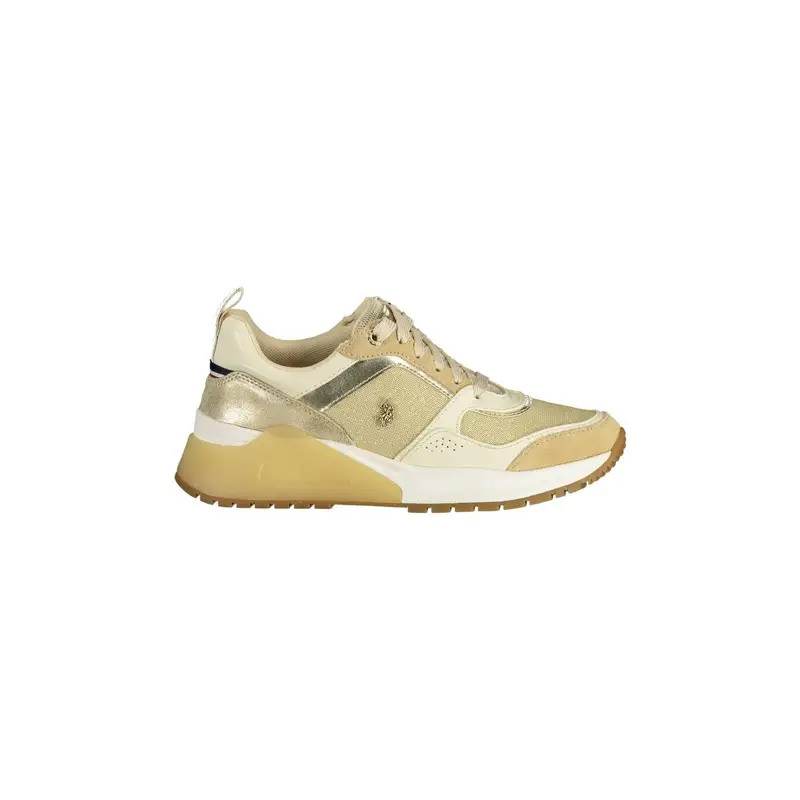. Scarpe Sneakers Donna Oro con Lacci e Logo