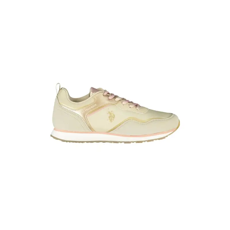 . Scarpe Sportive Donna Beige con Lacci a Contrasto