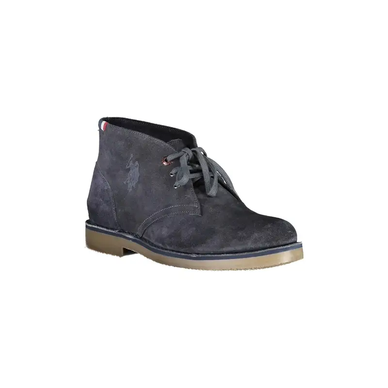 Polacchini Uomo Blu Lacci Pelle Logo miniatura 2