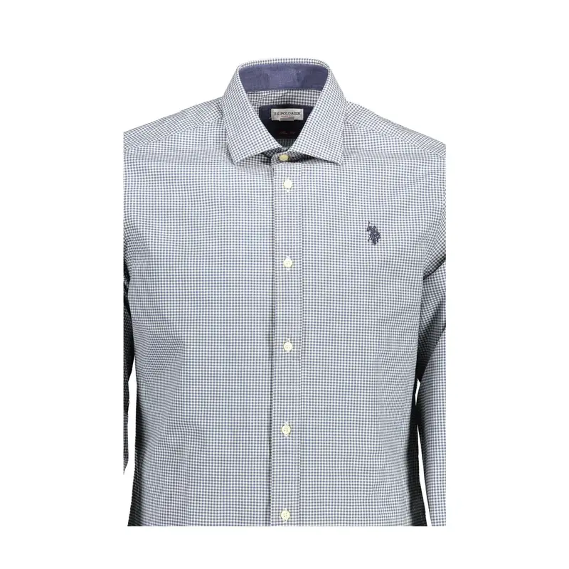 Camicia Maniche Lunghe Uomo Azzurra Ricamo Azzurro miniatura 3