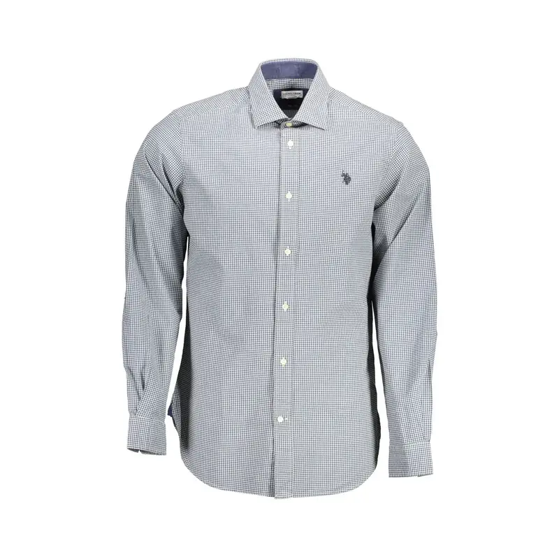 Camicia Maniche Lunghe Uomo Azzurra Ricamo Azzurro