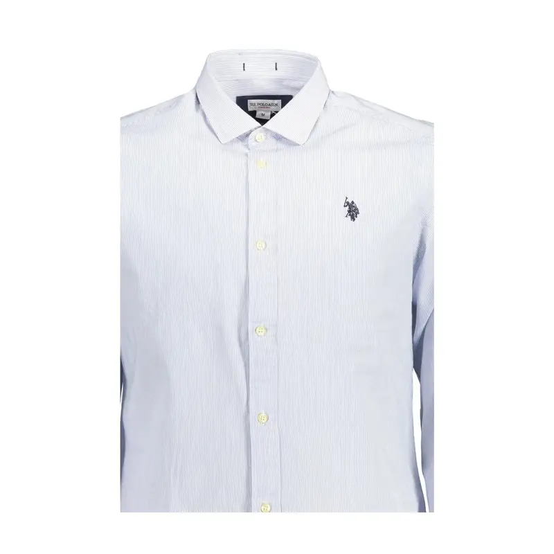 Camicia Maniche Lunghe Uomo Azzurra Ricamo Azzurro miniatura 3