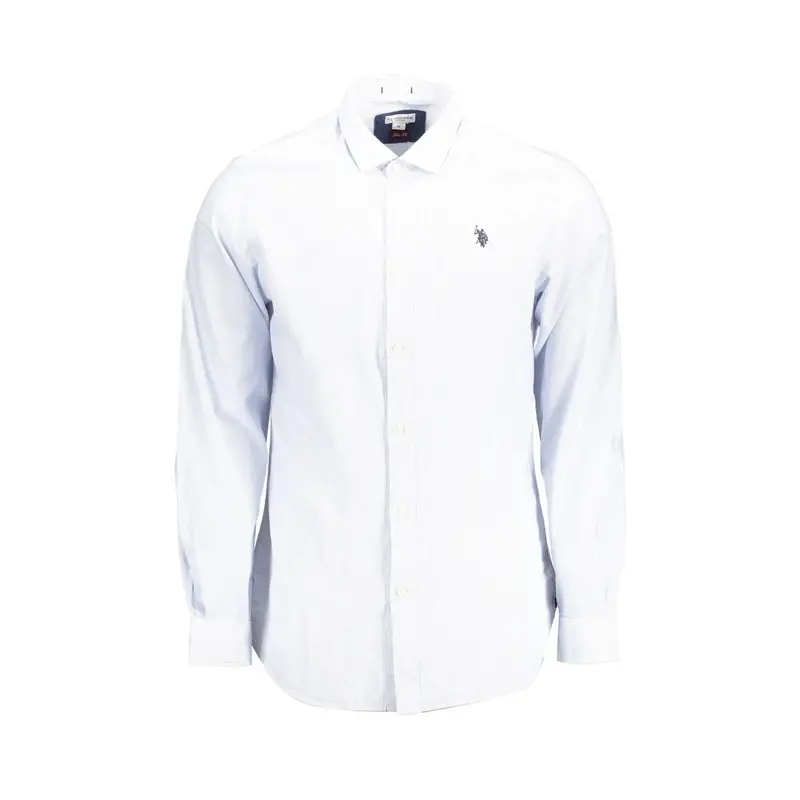 Camicia Maniche Lunghe Uomo Azzurra Ricamo Azzurro