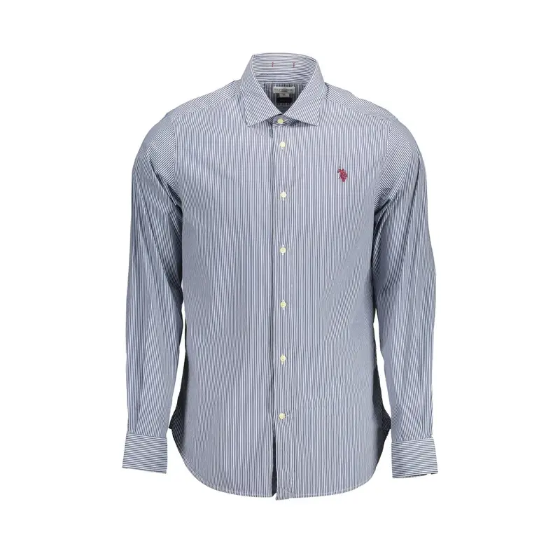 Camicia Maniche Lunghe Uomo Blu Ricamo