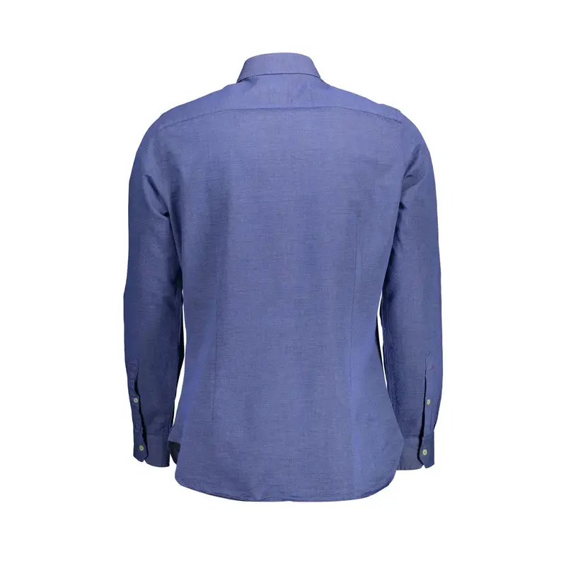 Camicia Maniche Lunghe Uomo Blu Ricamo miniatura 3