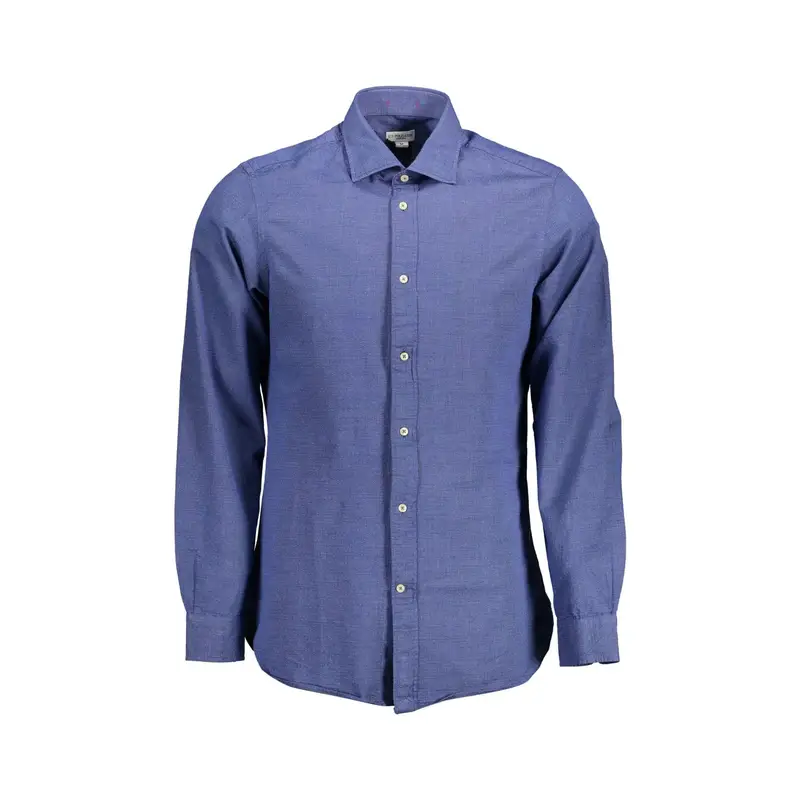 Camicia Maniche Lunghe Uomo Blu Ricamo