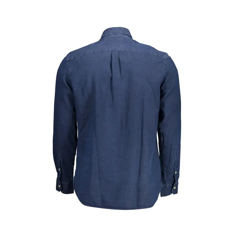 Camicia Maniche Lunghe Uomo Blu Ricamo miniatura 2