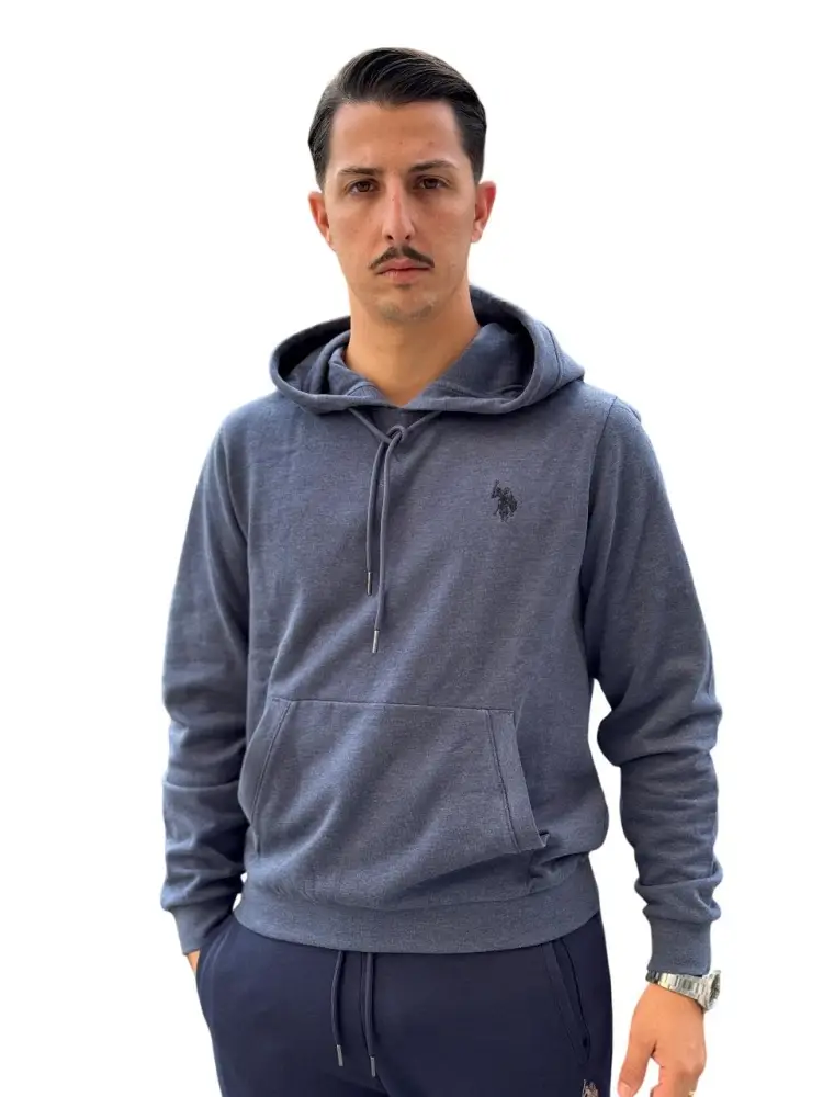 felpa blu uomo logo sul petto