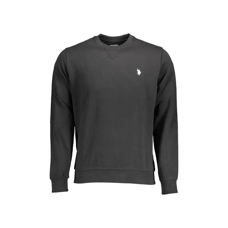 Felpa Maniche Lunghe Uomo Nera Ricamo Logo Nero