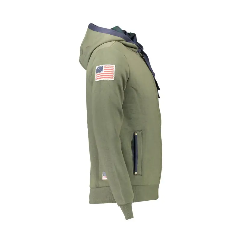 Felpa Maniche Lunghe Uomo Verde Zip miniatura 3