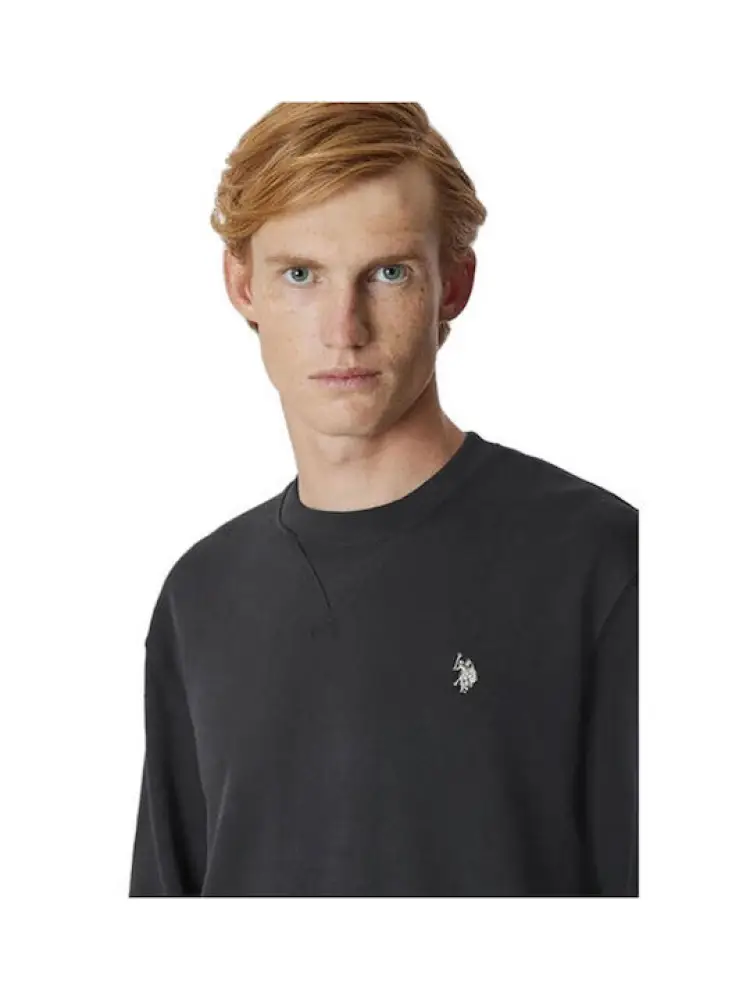 felpa nera uomo logo sul petto miniatura 2