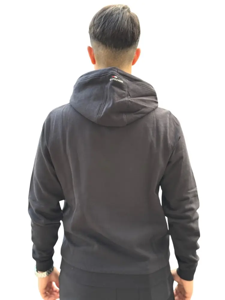 felpa nera uomo logo sul petto miniatura 2
