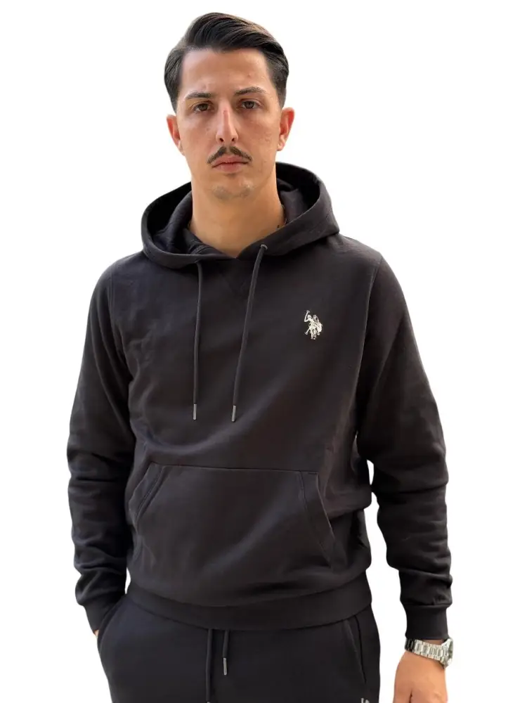 felpa nera uomo logo sul petto