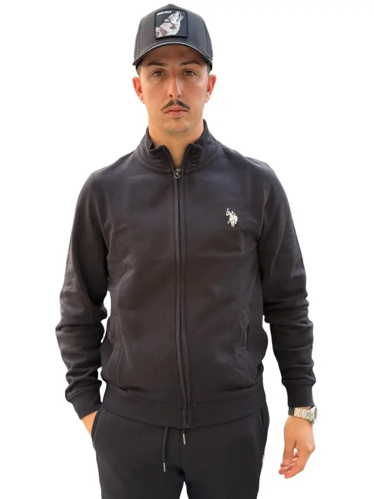 felpa nera uomo logo sul petto