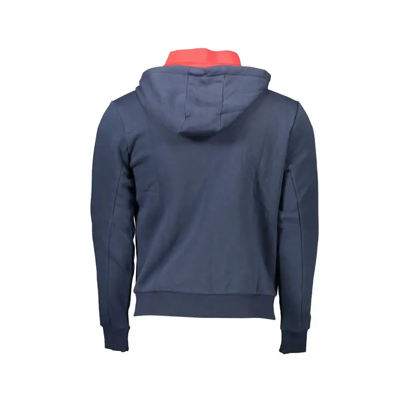Felpa Uomo Blu con Zip Cappuccio Dettagli Contrasto miniatura 2