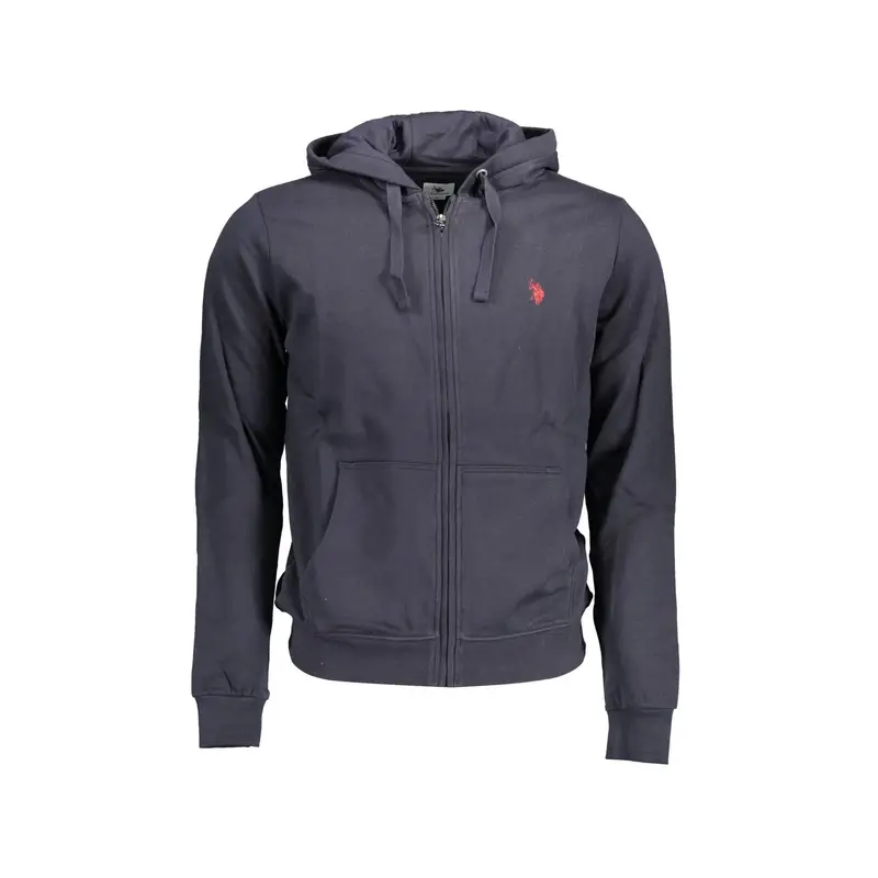 Felpa Uomo Blu con Zip Cappuccio Ricamo Logo