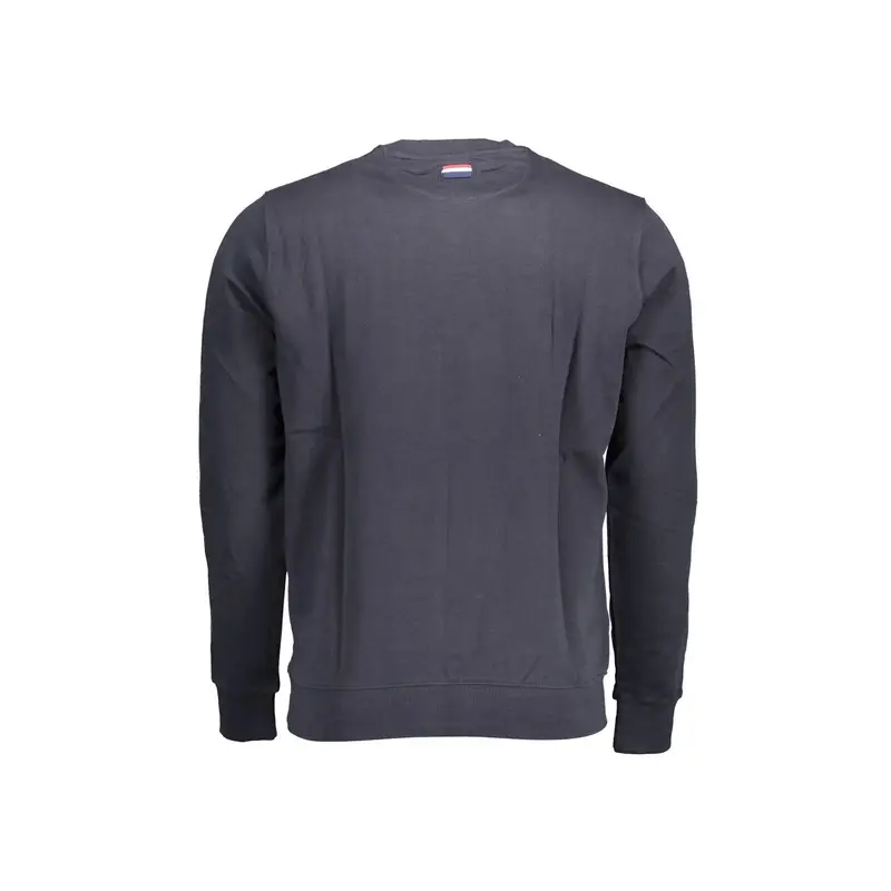 Felpa Uomo Blu Girocollo Applicazione Ricamo Logo miniatura 2