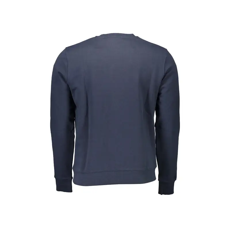 Felpa Uomo Blu Girocollo Stampa Applicazione Logo miniatura 2