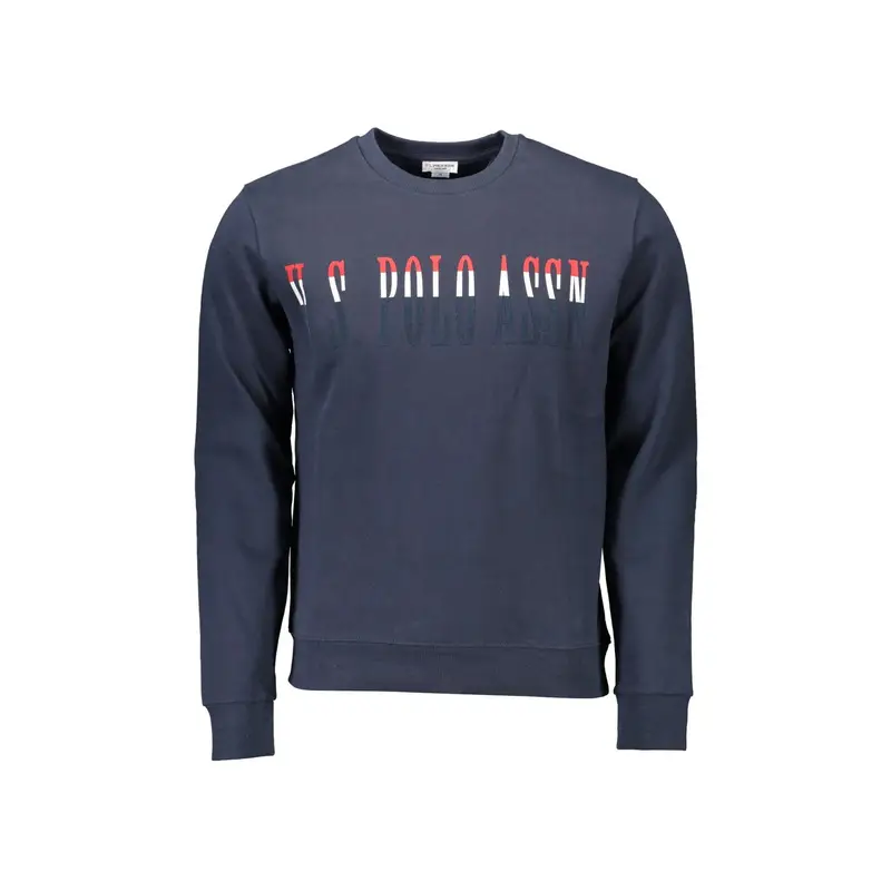 Felpa Uomo Blu Girocollo Stampa Applicazione Logo