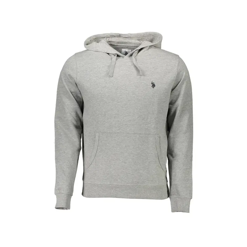 Felpa Uomo Grigia Cappuccio Tascone Centrale Logo Grigio