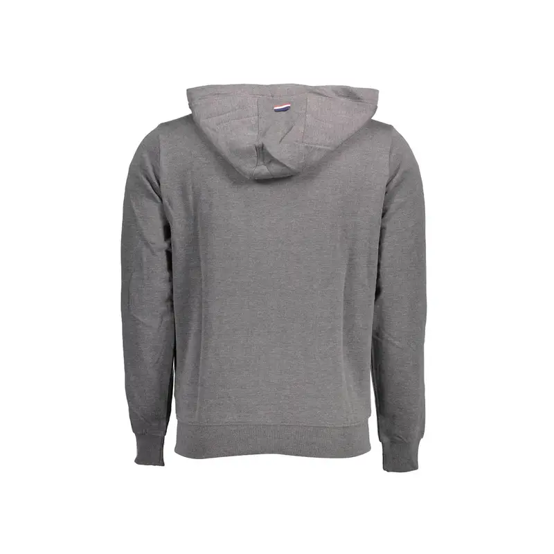 Felpa Uomo Grigia con Zip Cappuccio Ricamo Logo Grigio miniatura 2