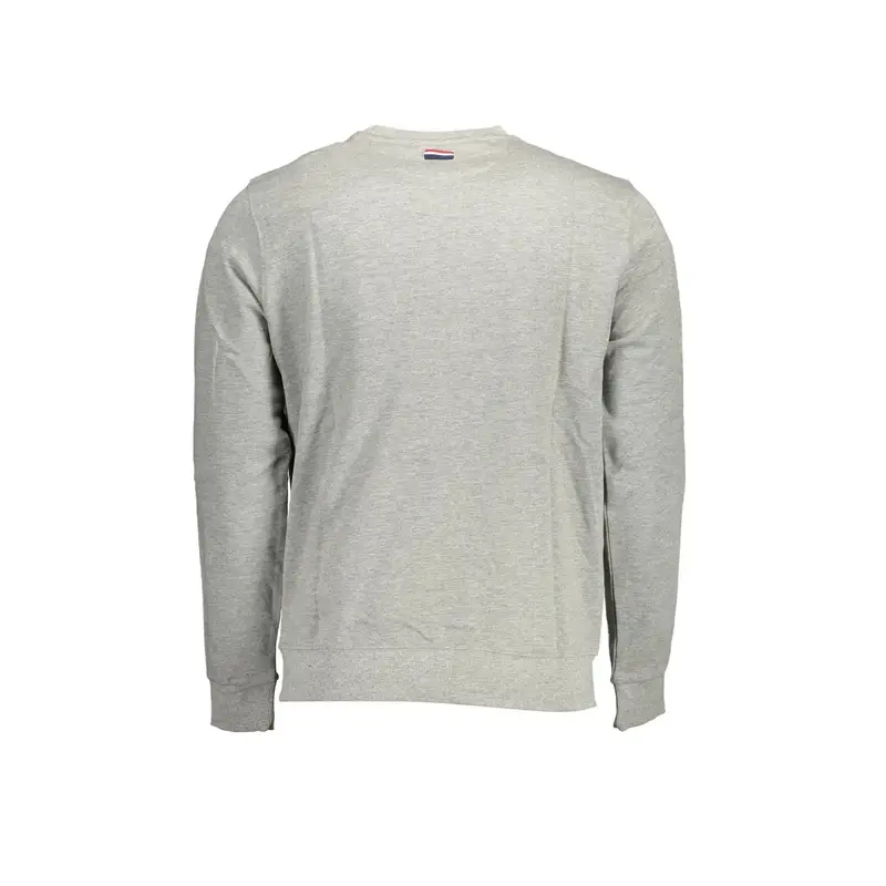 Felpa Uomo Grigia Girocollo Applicazione Ricamo Logo Grigio miniatura 2