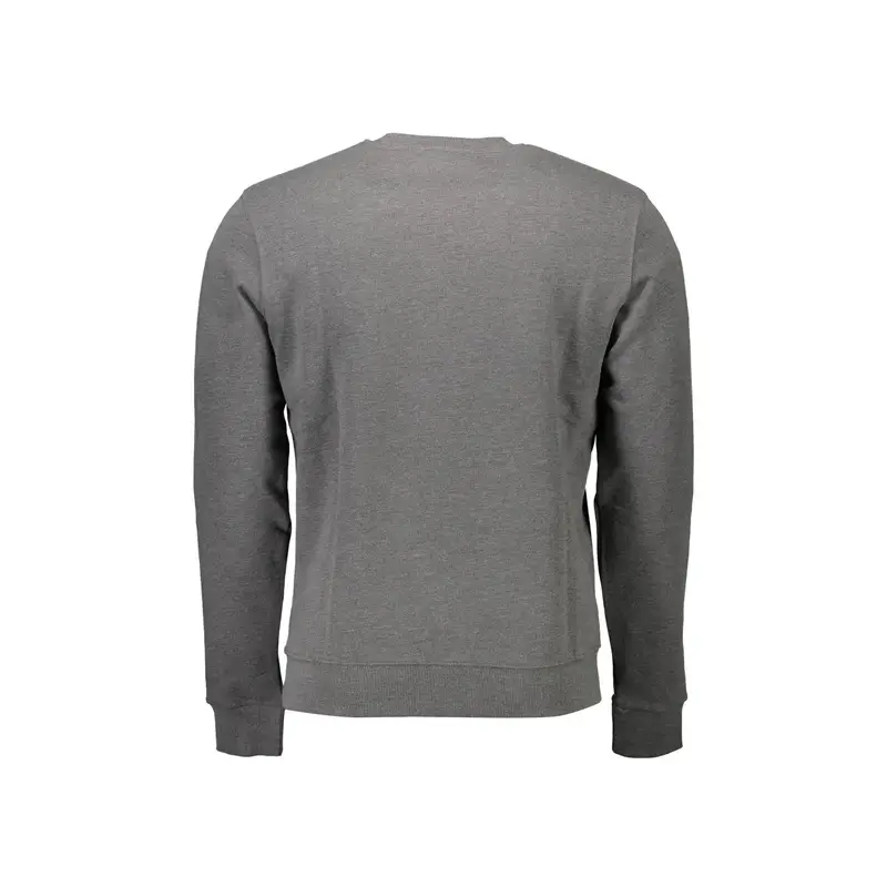 Felpa Uomo Grigia Girocollo Stampa Applicazione Logo Grigio miniatura 2