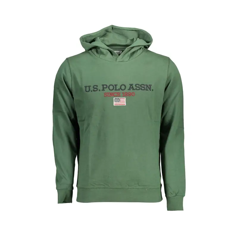 Felpa Uomo Verde Cappuccio Dettagli Contrasto Logo