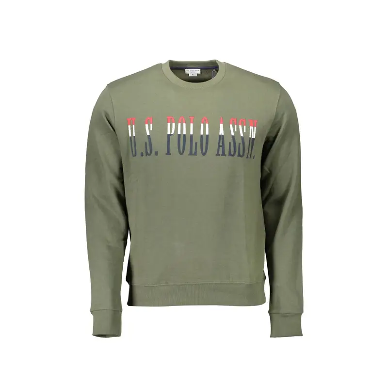 Felpa Uomo Verde Girocollo Stampa Applicazione Logo