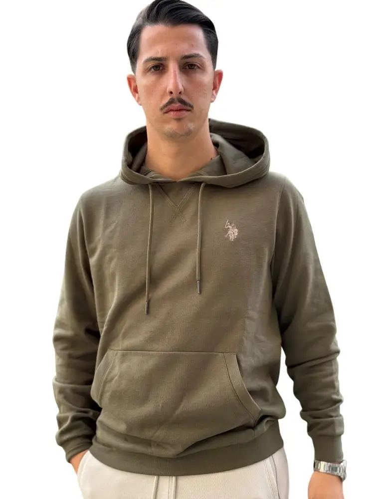 felpa verde bosco uomo logo sul petto