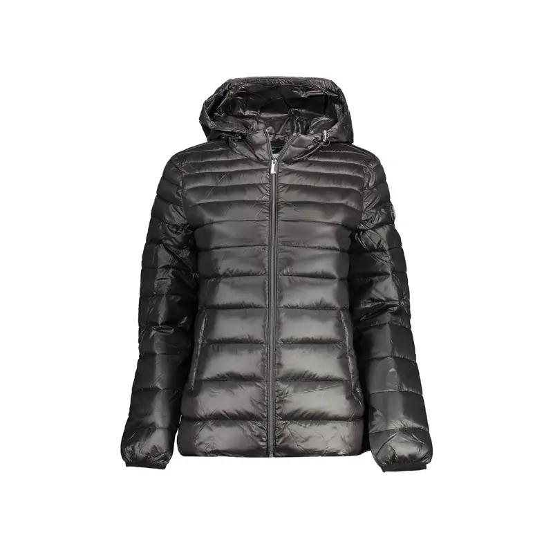 Giubbotto Donna Nero Cappuccio Logo