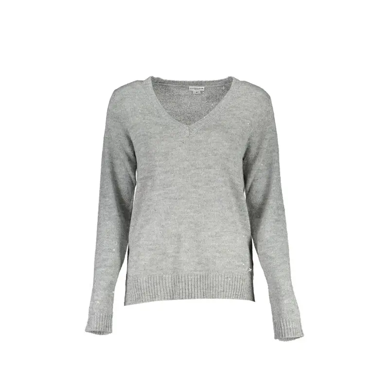 Maglione Donna Argento Scollo a V Logo