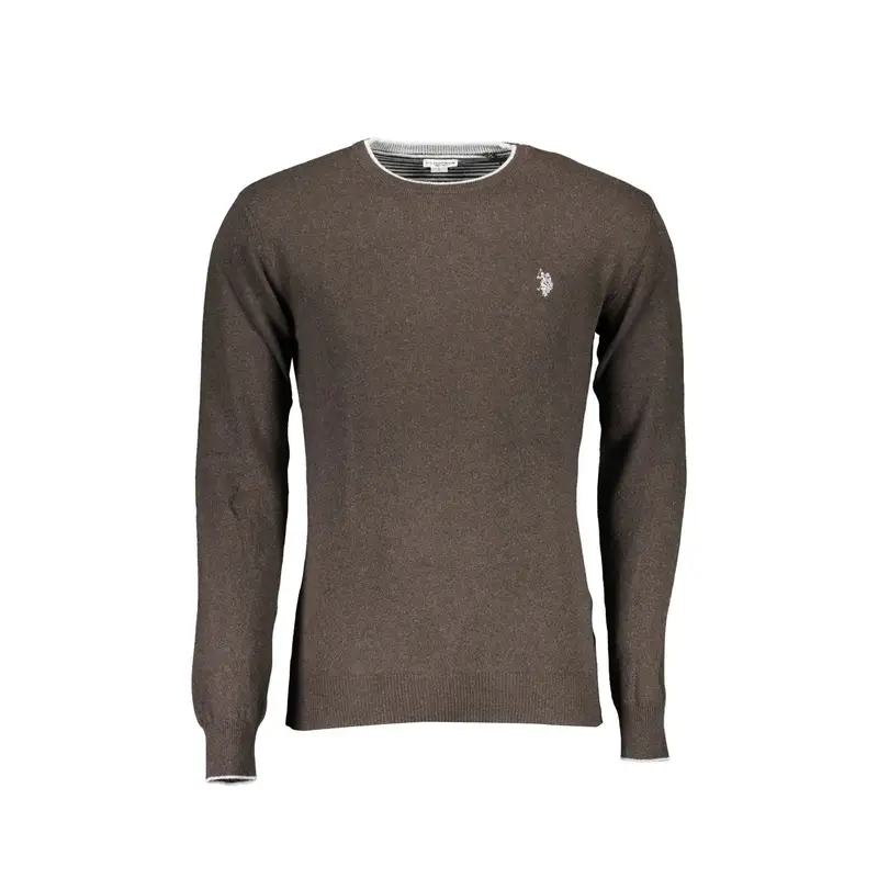 Maglione Uomo Marrone Dettagli a Contrasto