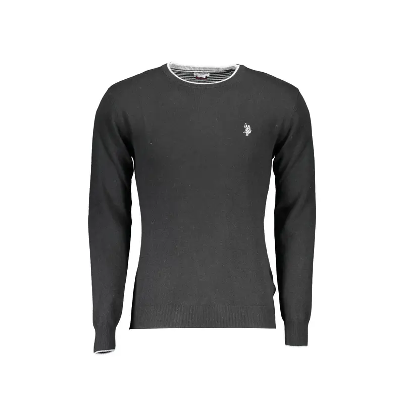 Maglione Uomo Nero Dettagli a Contrasto Logo