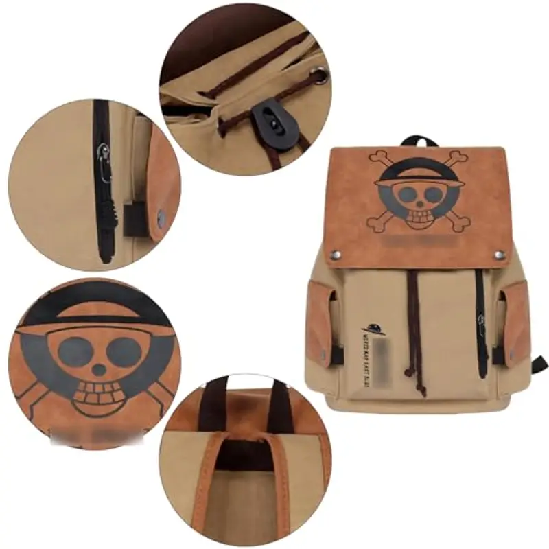 Ubephant Zaino One Piece, Zaino da Scuola per Adolescenti, Zainetto dei Anime Bambini, One Piece Backpack, Z-aino Scolastico a Strato, Grande Capacità Lavoro Z-aino miniatura 3
