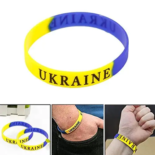Ucraina Bandiera Bracciale Ucraina Ucraina Braccialetto di gomma Ucraina Supporto Ucraina I Stand con bandiera ucraina miniatura 2