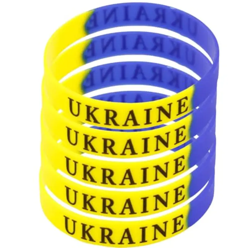 Ucraina Bandiera Bracciale Ucraina Ucraina Braccialetto di gomma Ucraina Supporto Ucraina I Stand con bandiera ucraina Braccialetti in silicone Braccialetto di gomma Regali ucraini Fan Souvenir