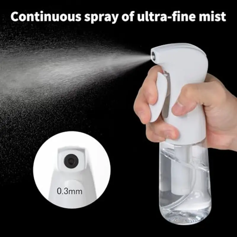 Uervoton Bottigliette Spray, Flacone Spray per Acqua Continua Vuoto, Domare i Capelli al Mattino, Acconciature, Piante, Animali Domestici, Pulizia, Alcol, Flacone Spray per Capelli -200ML Traslucido miniatura 2