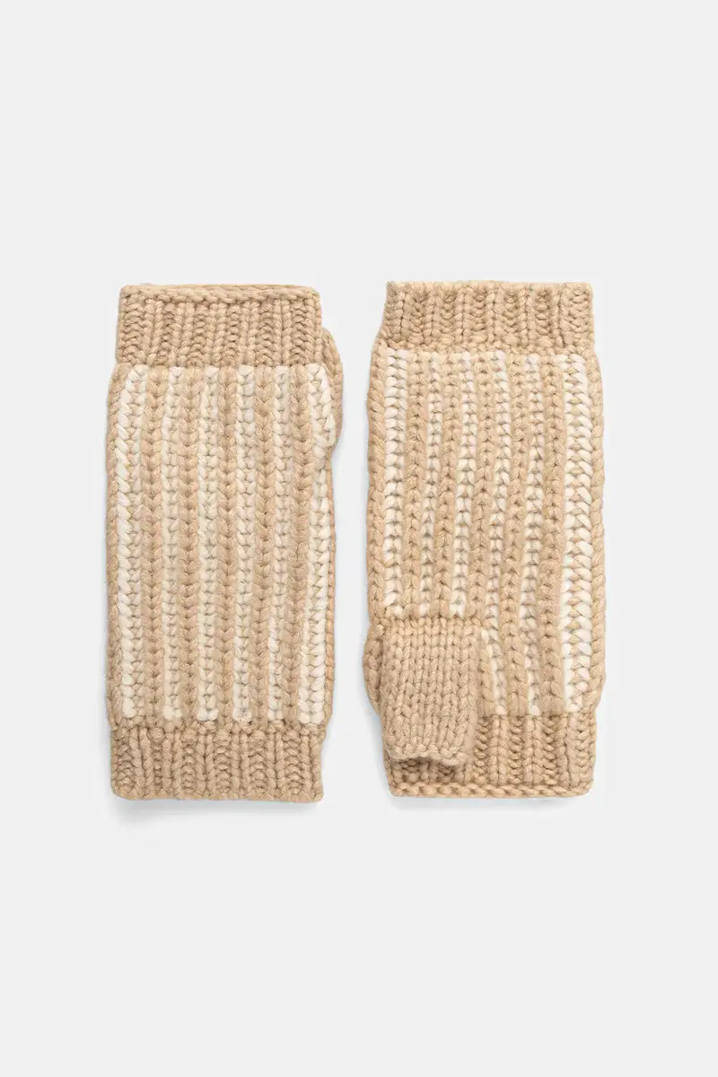 berretto e guanti di lana CHUNKY colore beige 103605 miniatura 3