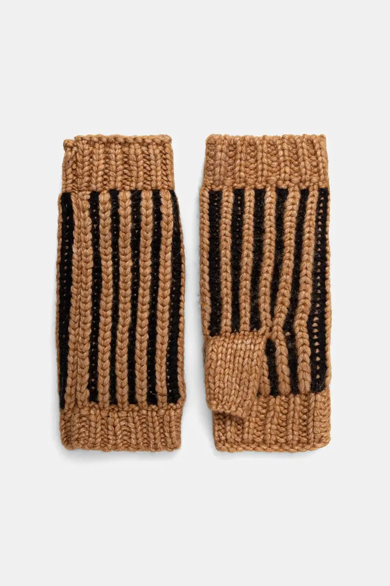 berretto e guanti di lana CHUNKY colore marrone 103605 miniatura 3