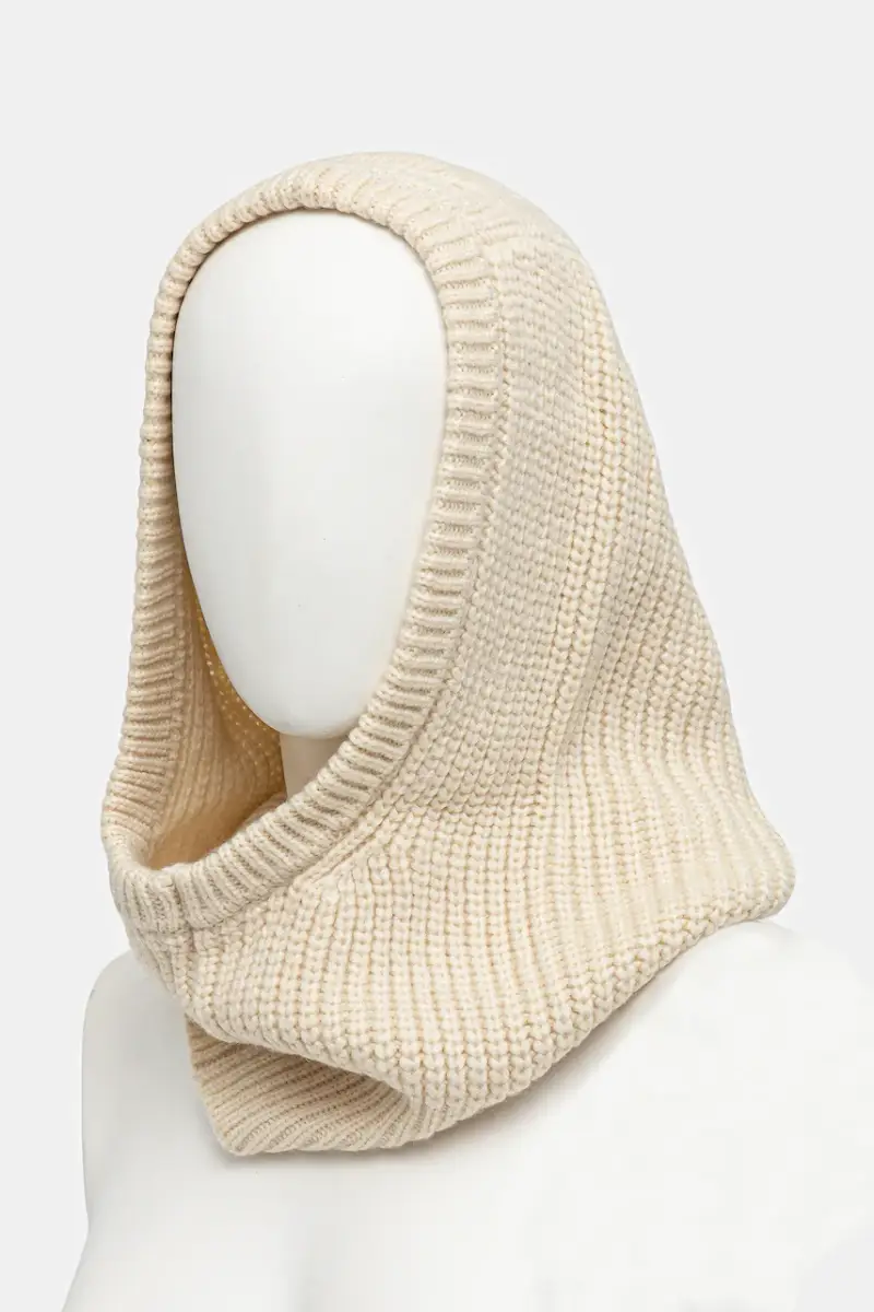 cappuccio in misto lana CABLE colore bianco 102740 Beige miniatura 2