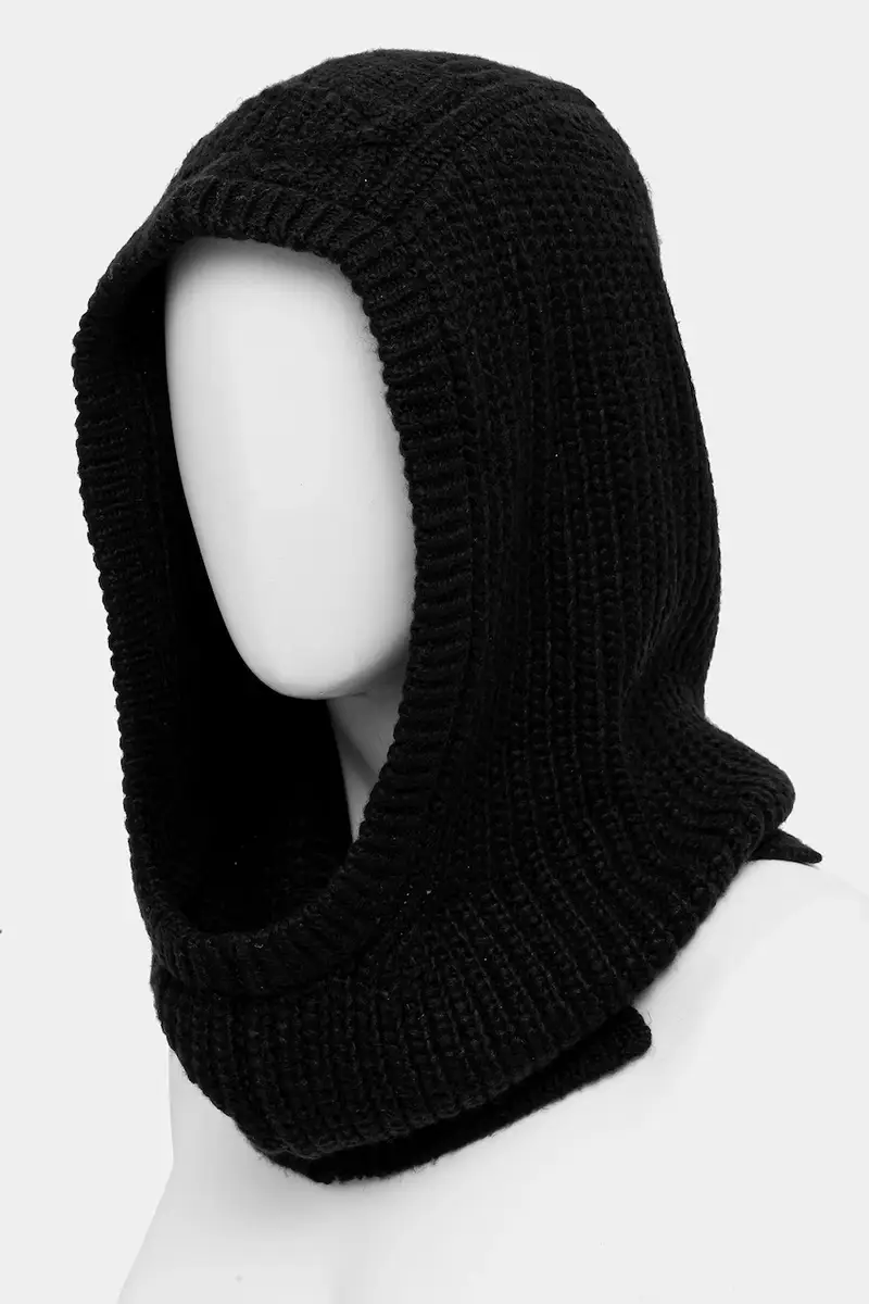 cappuccio in misto lana CABLE colore nero 102740 miniatura 2