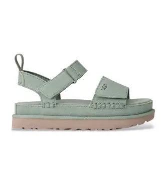 per donna 1136783 Sandali Goldenstar in pelle color acquamarina (36), 1 a 3 cm, Velcro, Casual, Verde, Turchese Menta
